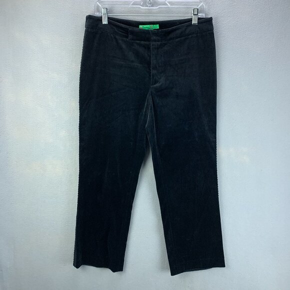 Tibi Pants‎ Womens 8 Black Velvet Crop Lace Straight Mid Rise Holiday - Picture 1 of 15